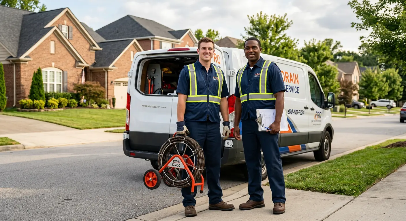 Sewer and drain service team with equipment ready for work in Grand Rapids